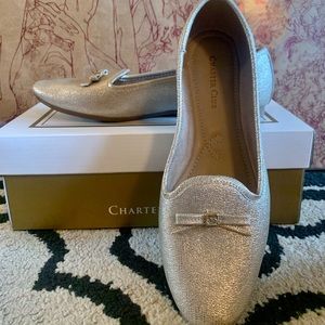 Women’s ‘Charter Club’ Gold Loafers with Bow Accents